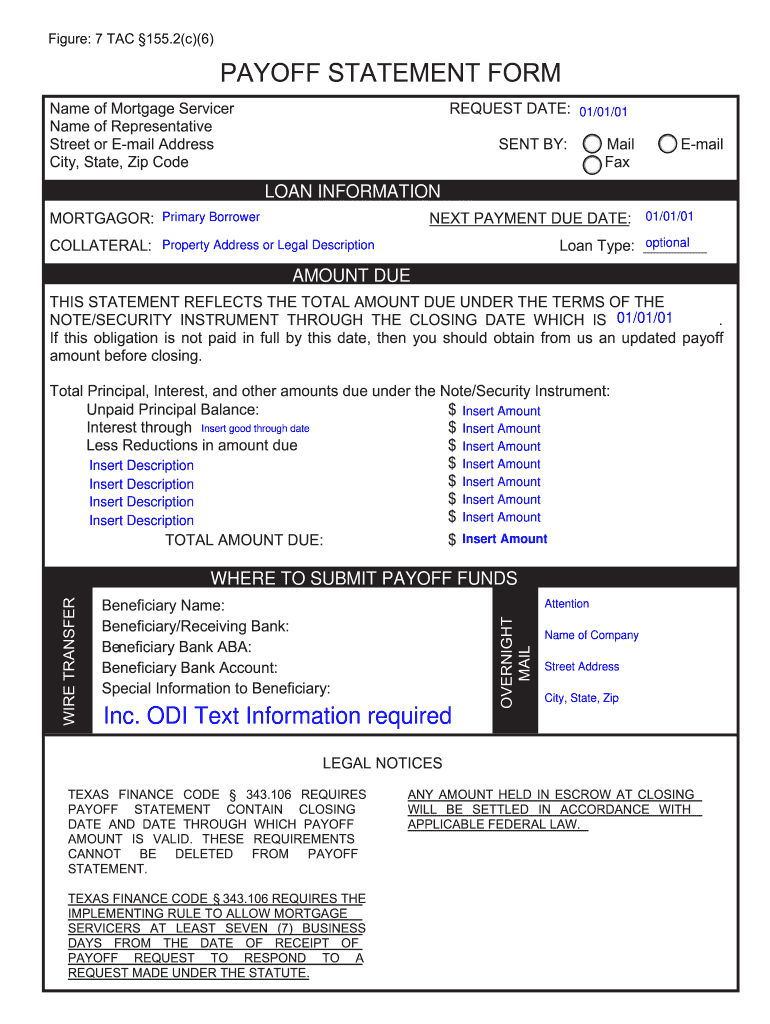 Payoff Statement Template Word  Form