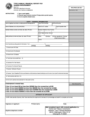 Type 11 Finacial Report for Gaming  Form