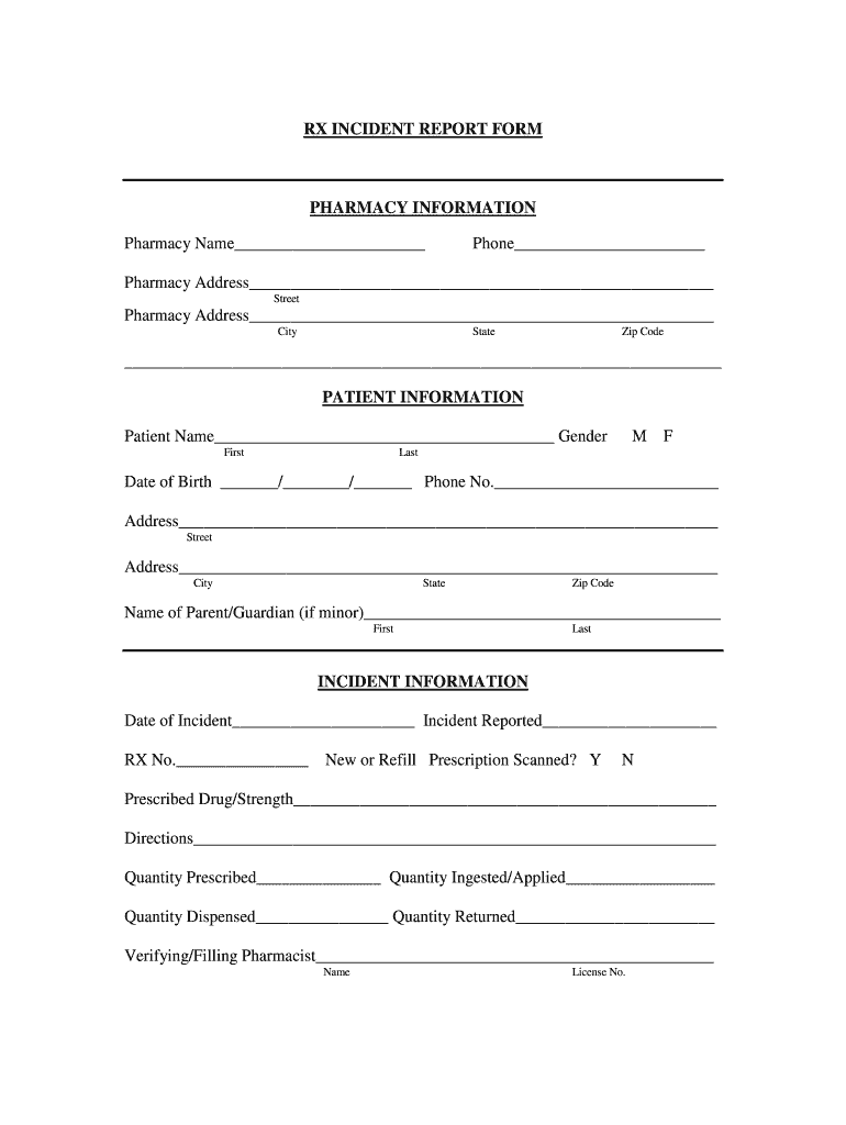 Get and Sign Pharmacy Incident Report Form 2009-2022