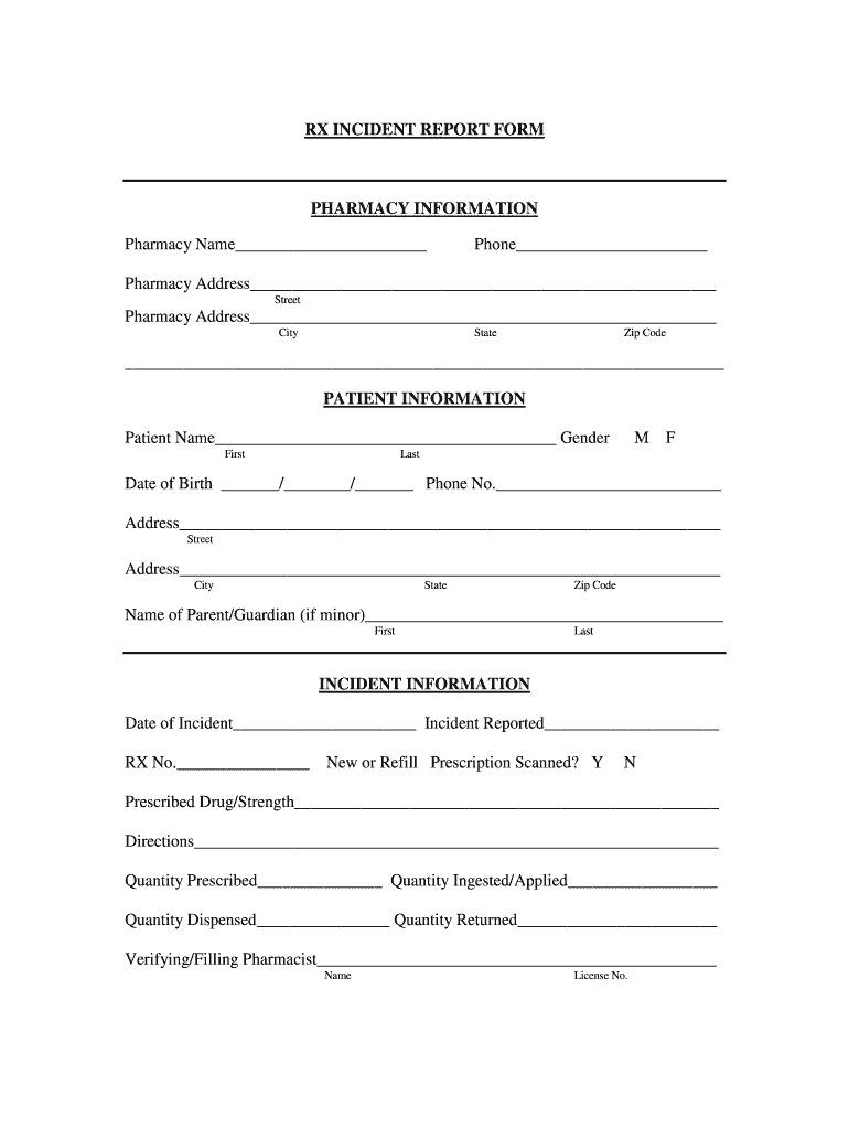  Pharmacy Incident Report Form 2009-2024