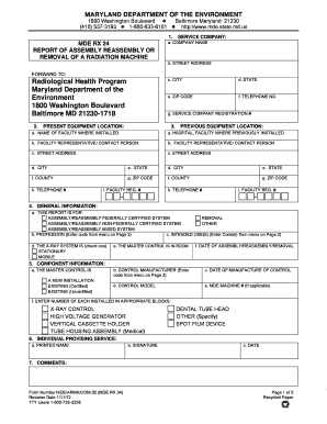 MARYLAND DEPARTMENT of the ENVIRONMENT 1800 Washington Boulevard Baltimore Maryland 21230 410 537 3000 1 800 633 6101 Httpwww Md  Form