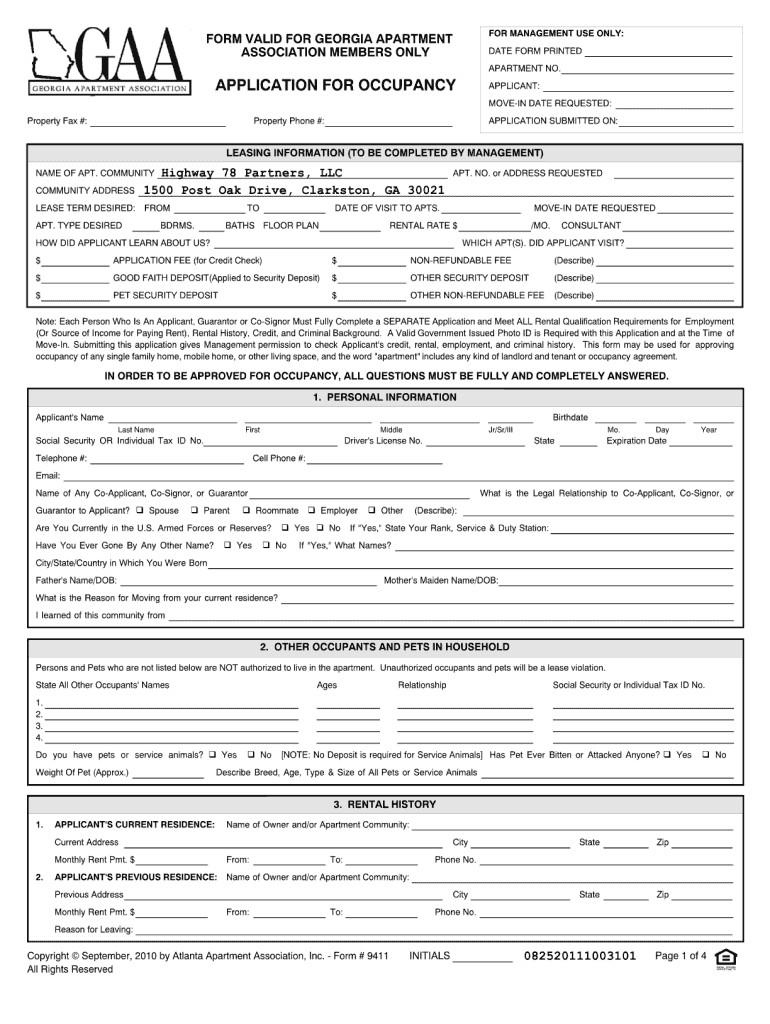 Certificate of Occupancy Form