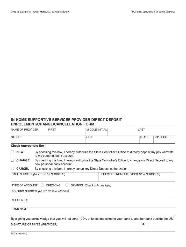  Ihss Direct Deposit Form 2011