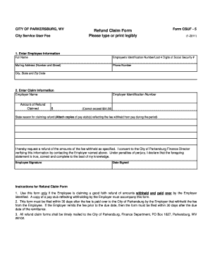 City of Parkersburg User Fee Form