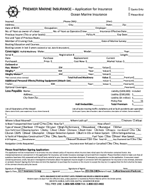 Marine Insurance Application Form