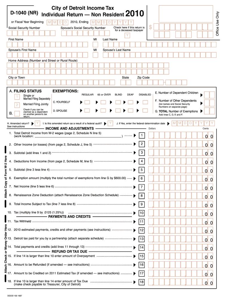  D 1040nr Form 2010