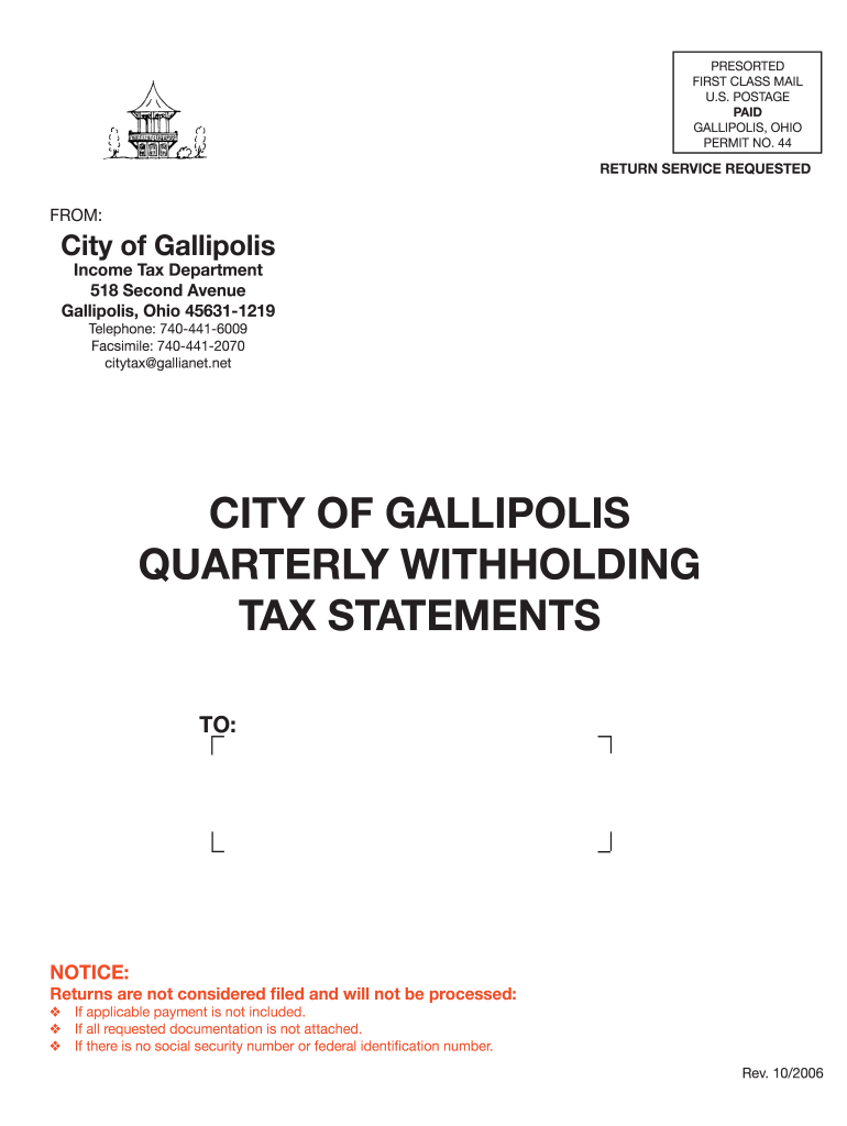 Get and Sign Gallipolis City Tax Dept 2006-2022 Form