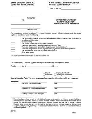 Form CCF 55 the North Carolina Court System Nccourts