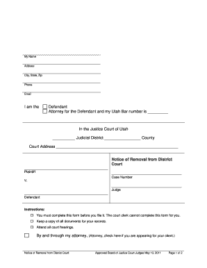 Notice of Removal Template  Form