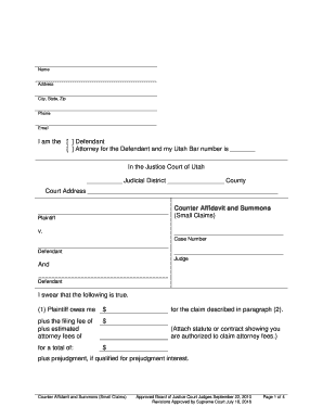 Sample Counter Affidavit for Administrative Case  Form