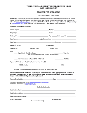 Utah Third District Court Fillable Forms