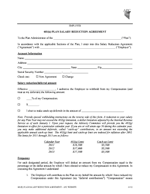 Salary Reduction Agreement Template  Form