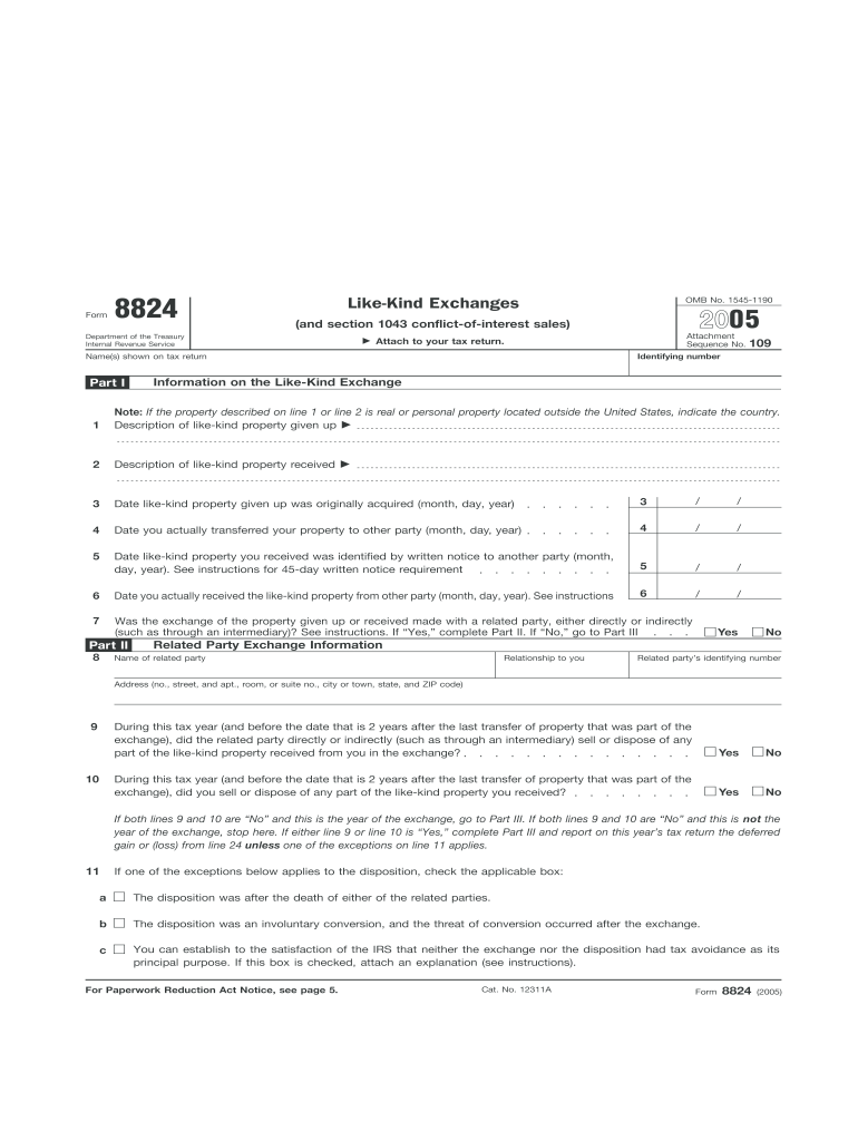  Form 8824 IRS 2005