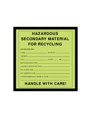 Hazard Material Label Fillable Form