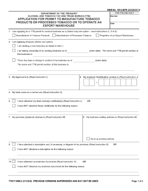  1513 0078 0228 DEPARTMENT of the TREASURY ALCOHOL and TOBACCO TAX and TRADE BUREAU TTB Ttb 2009