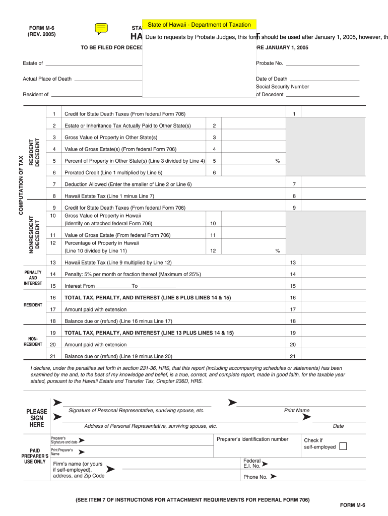  Hawaii Form M6 2005