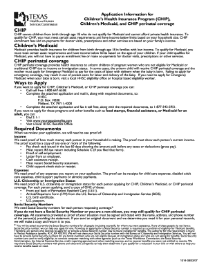 Application Forms for Preinatal Chip Form