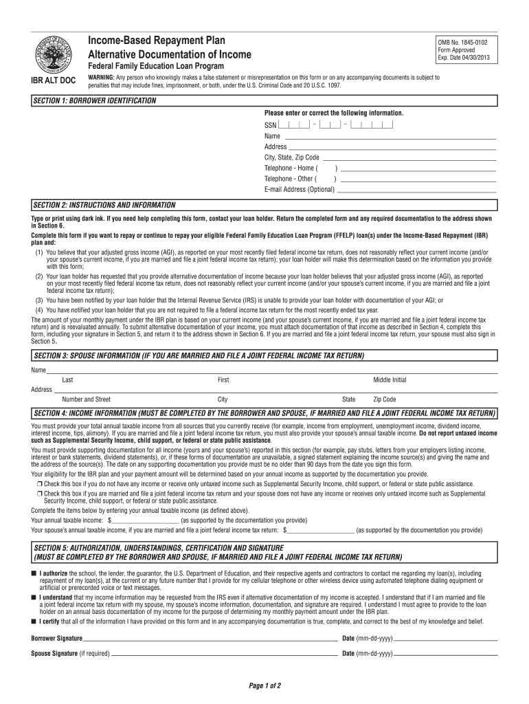 Income Documentation  Form