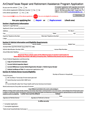 Aircheck Texas Application  Form
