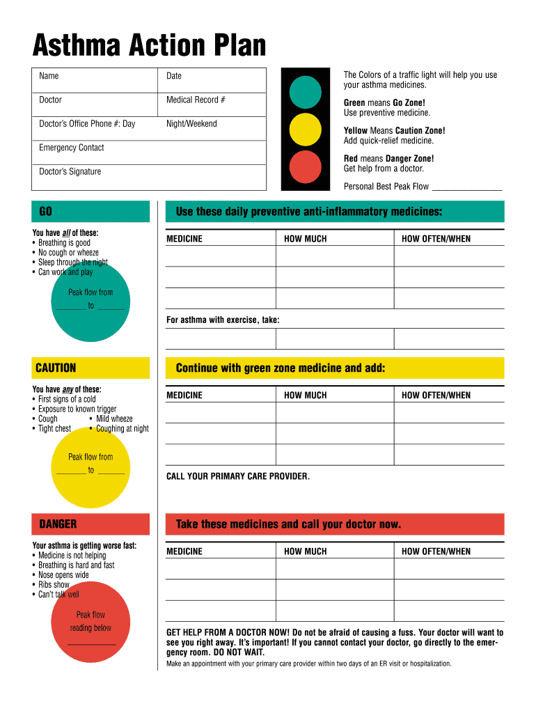 Asthma Action Plan PDF  Form