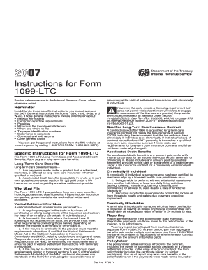 Instructions for Form 1099 LTC Instructions for Form 1099 LTC, Form 1099 LTC