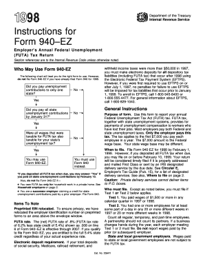 Department of the Treasury Internal Revenue Service Instructions for Form 940 Irs