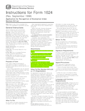 Department of the Treasury Internal Revenue Service Instructions for Form 1024 Rev Meddevgroup