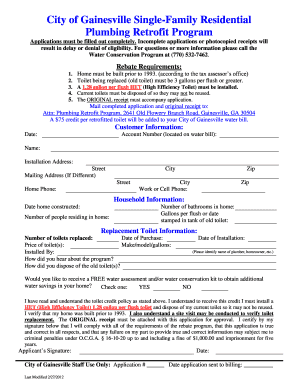  City of Gainesville Toilet Rebate Form 2012