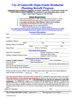 City of Gainesville Toilet Rebate Form 2012