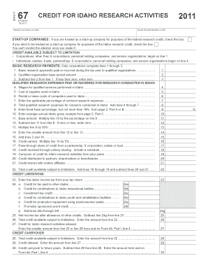 Credit for Idaho Research Activities Idaho State Tax Commission  Form