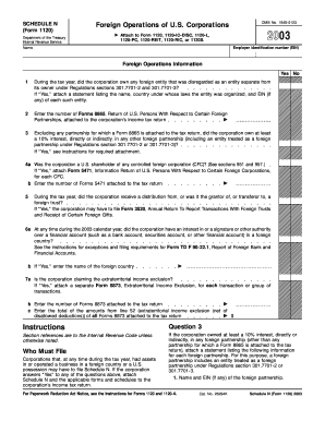 Form 1120 Schedule N Foreign Operations of U S Corporations