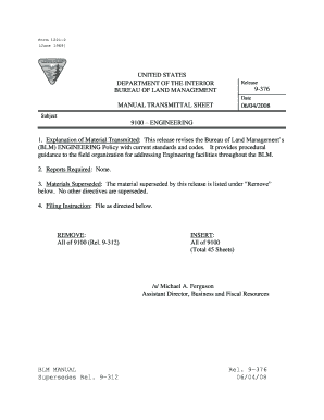 Interim Right of Way ManualsBUREAU of LAND MANAGEMENT  Form