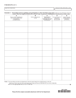 It 203 GR ATT a Special NY State Identification Number Legal Name of Partnership Schedule a Nonresident Partners Qualifying and   Form