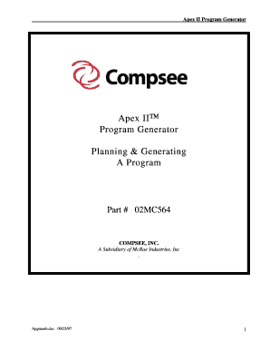 Apex II Program Generator Planning Amp Generating a Program  Form