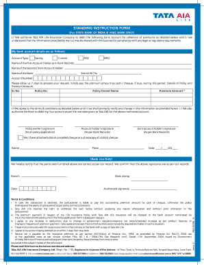 Sbi Standing Instruction Form for Emi