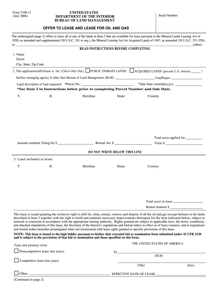  the Undersigned Page 2 Offers to Lease All or Any of the Lands in Item 2 that Are Available for Lease Pursuant to the Mineral La 2006