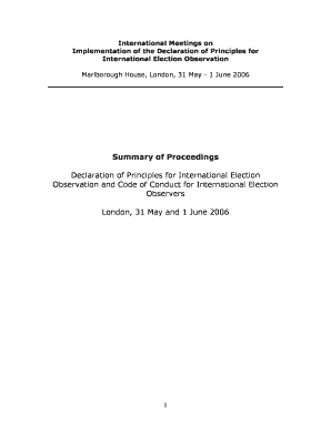 International Meetings on Implementation of the Declaration of Principles for International Election Observation Cartercenter  Form