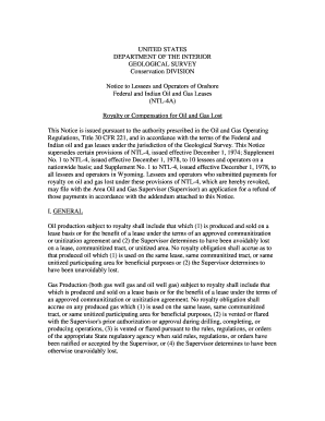 Notice to Lessees and Operators of Onshore Blm  Form