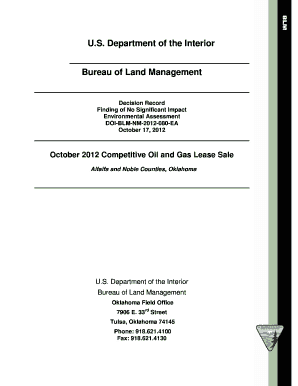 October Competitive Oil and Gas Lease Sale Bureau of Land Blm  Form