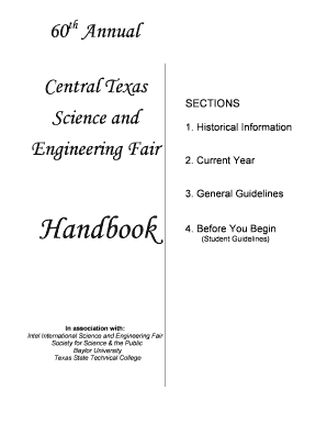CTSEF Handbook Central Texas Science and Engineering Fair Ctsef  Form