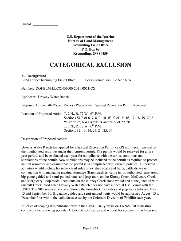 BLM Office Kremmling Field Office Blm  Form