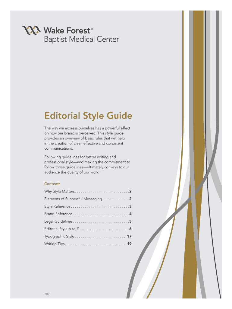 Editorial Style Guide Wakehealth  Form
