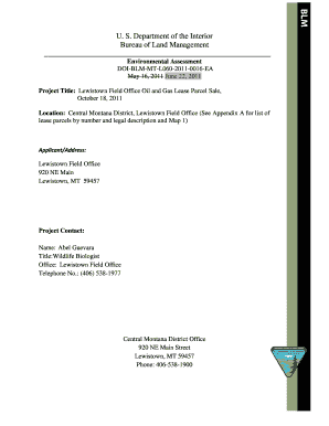 Project Title Lewistown Field Office Oil and Gas Lease Parcel Sale,  Form