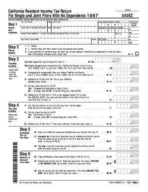 Form 540EZ California Franchise Tax Board Ftb Ca