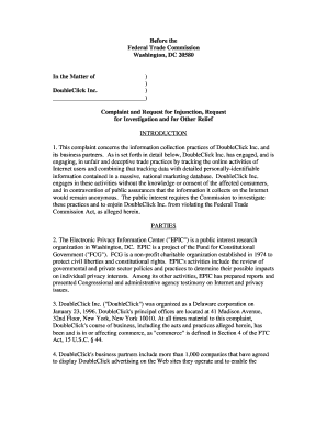 Complaint and Request for Injunction, Request  Form