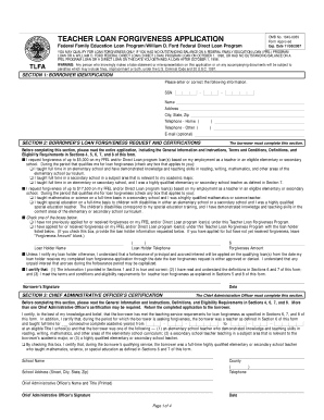 Get and Sign Teacher Loan Forgiveness Application William D Ford Exp Form 2007