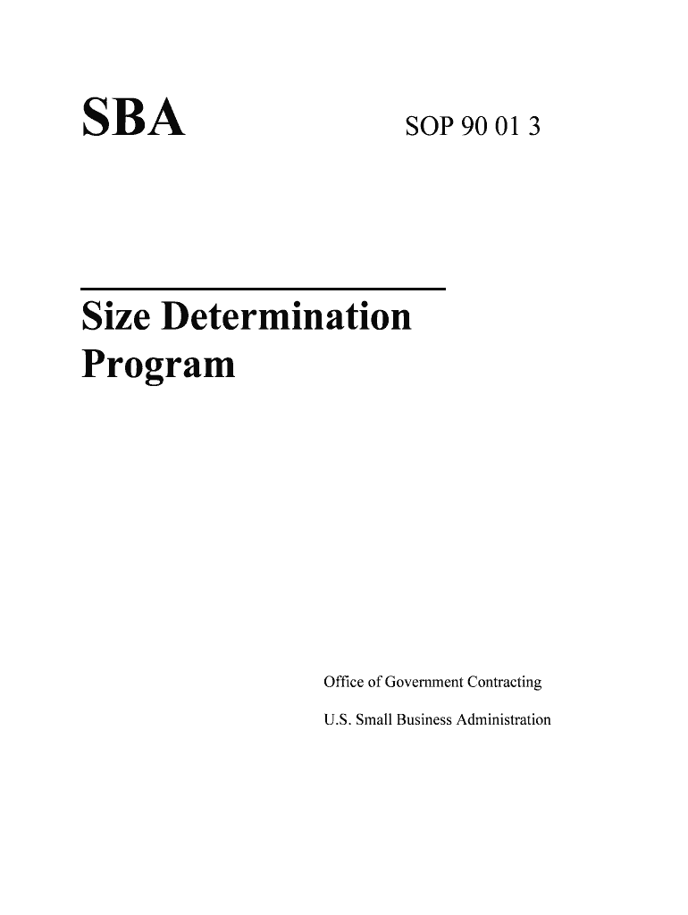 Size Determination Program SBA Home  Form