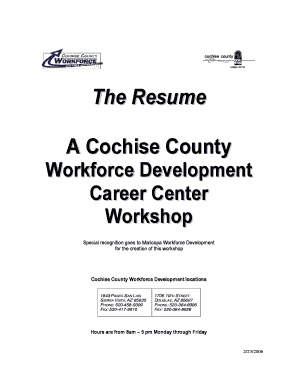 The Resume a Cochise County  Form