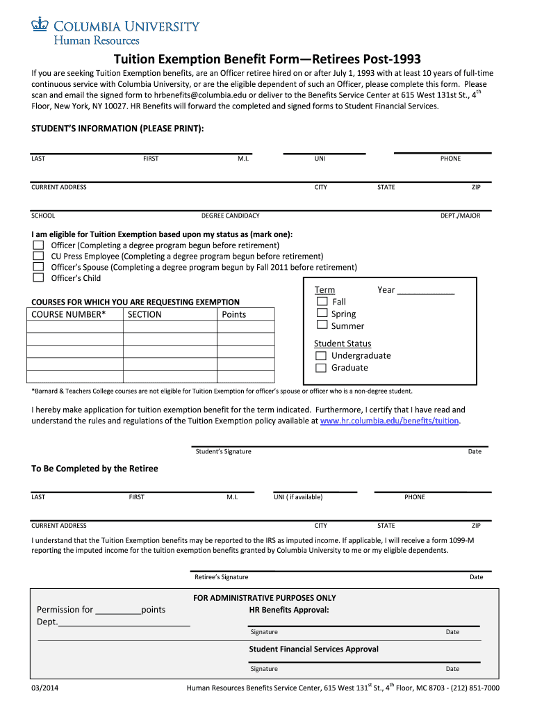 UniversityTuitionExemptionForm Retirees DOC