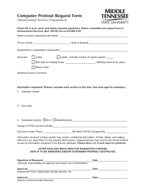 Computer Printout Request Form